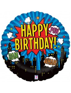 Balão Redondo Super Heróis Holográfico